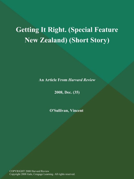 Getting It Right (Special Feature: New Zealand) (Short Story)