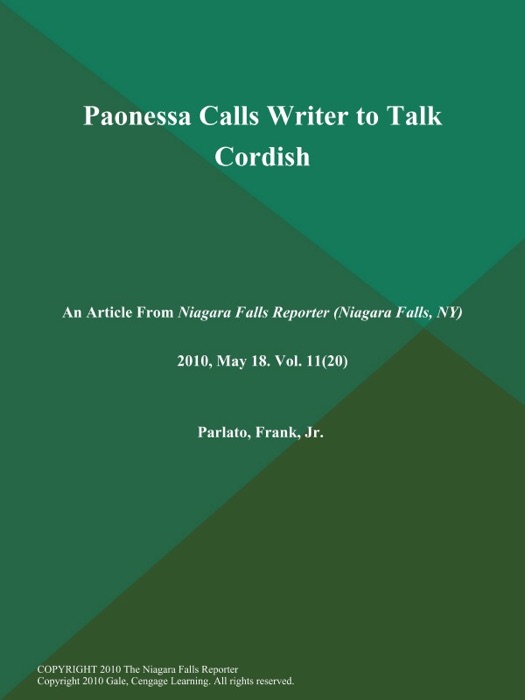 Paonessa Calls Writer to Talk Cordish