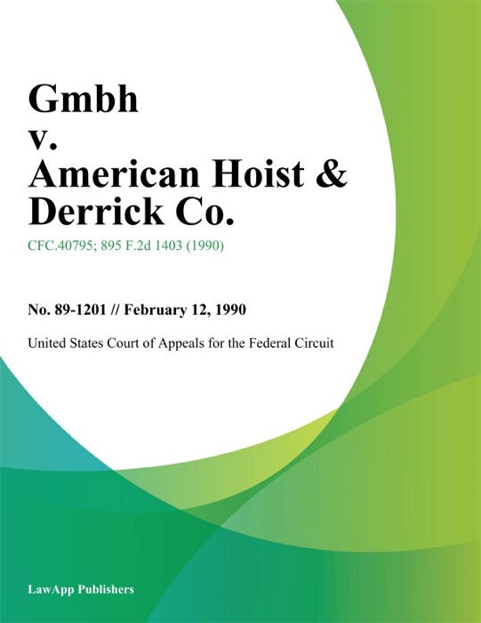 Gmbh v. American Hoist & Derrick Co.