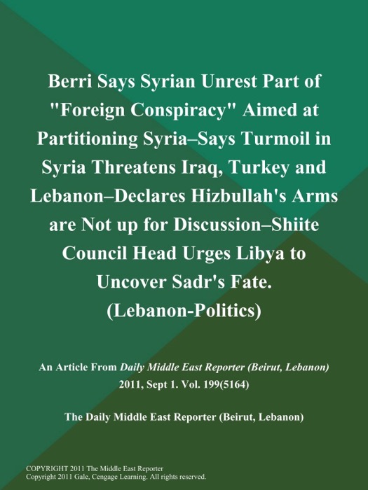 Berri Says Syrian Unrest Part of 