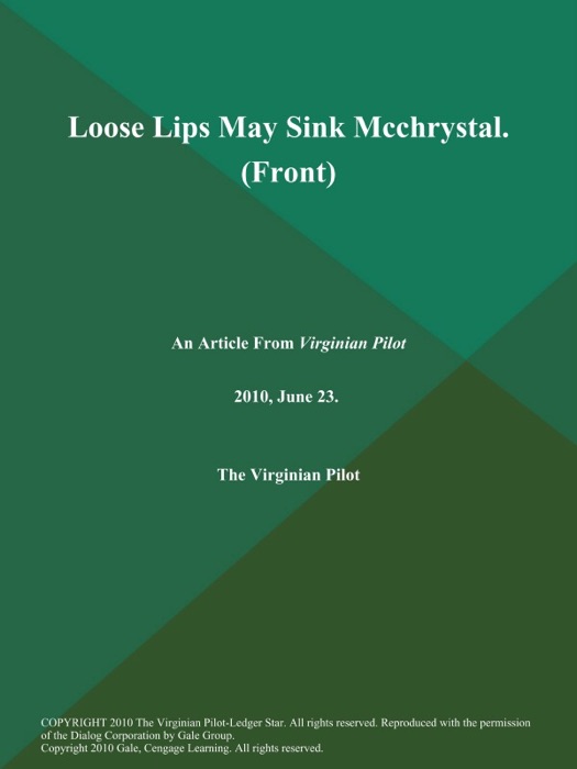 Loose Lips May Sink Mcchrystal (Front)