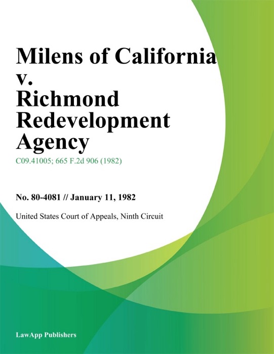 Milens of California v. Richmond Redevelopment Agency