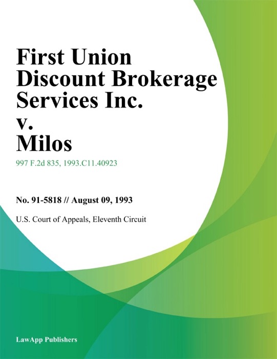 First Union Discount Brokerage Services Inc. v. Milos