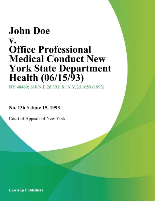 John Doe v. Office Professional Medical Conduct New York State Department Health