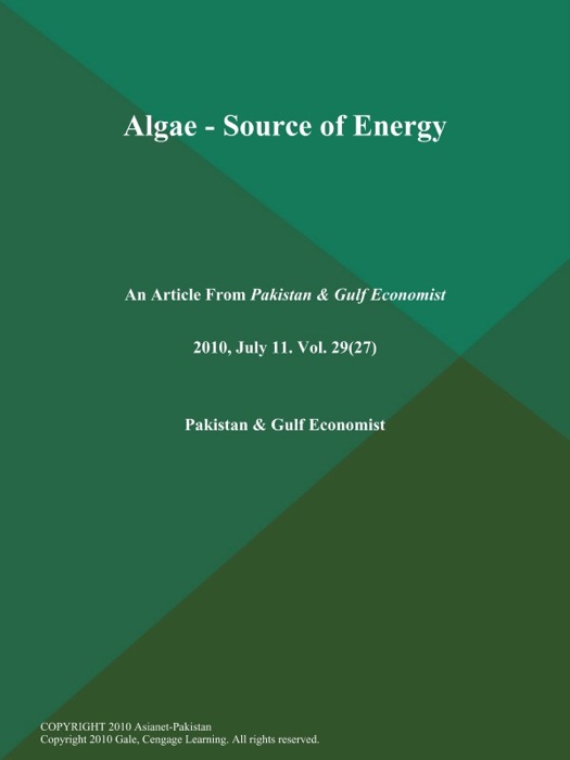 ALGAE - SOURCE OF ENERGY