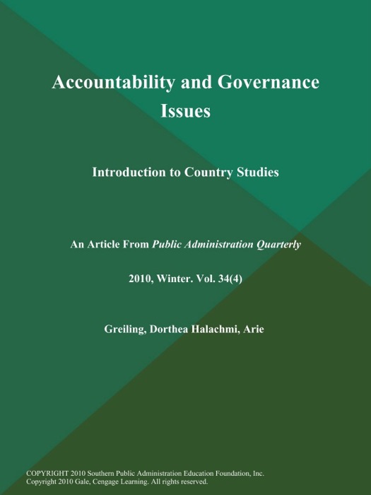 Accountability and Governance Issues: Introduction to Country Studies