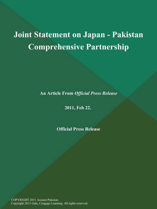 Joint Statement on Japan - Pakistan Comprehensive Partnership