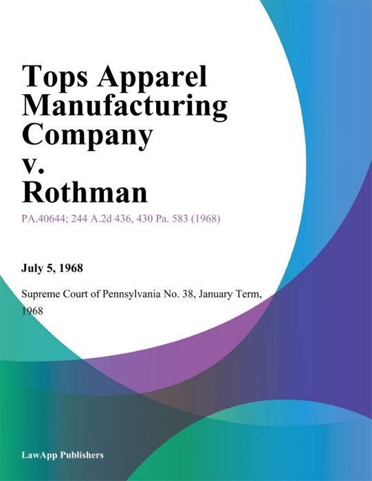 Tops Apparel Manufacturing Company v. Rothman