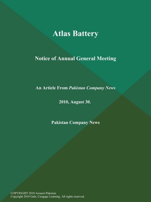 Atlas Battery: Notice of Annual General Meeting