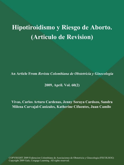 Hipotiroidismo y Riesgo de Aborto (Articulo de Revision)