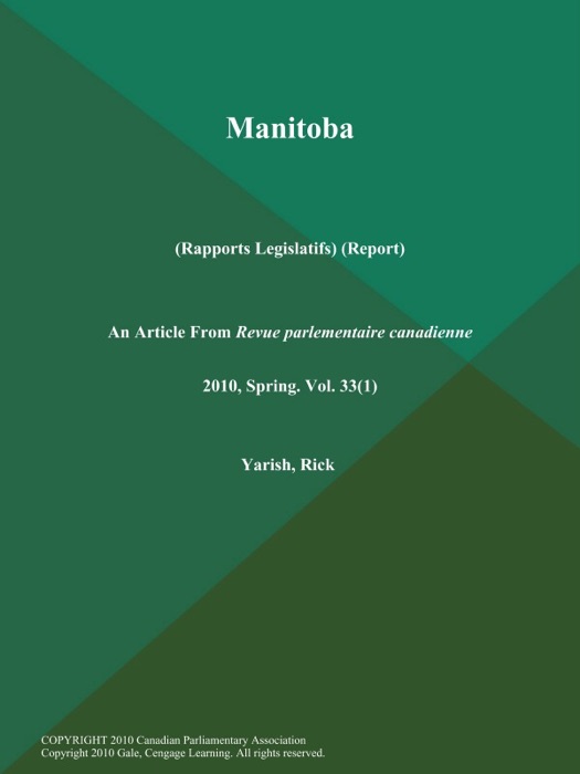 ManitobaRapports Legislatifs) (Report)