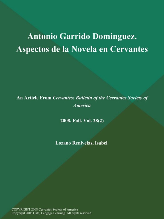 Antonio Garrido Dominguez. Aspectos de la Novela en Cervantes