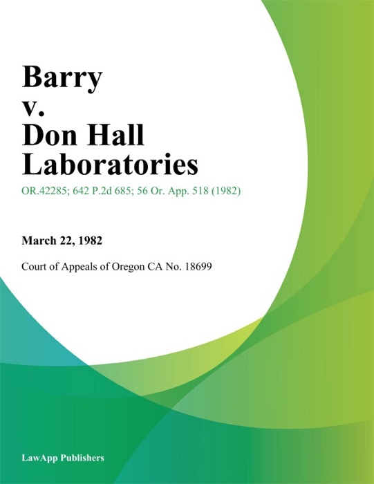 Barry v. Don Hall Laboratories