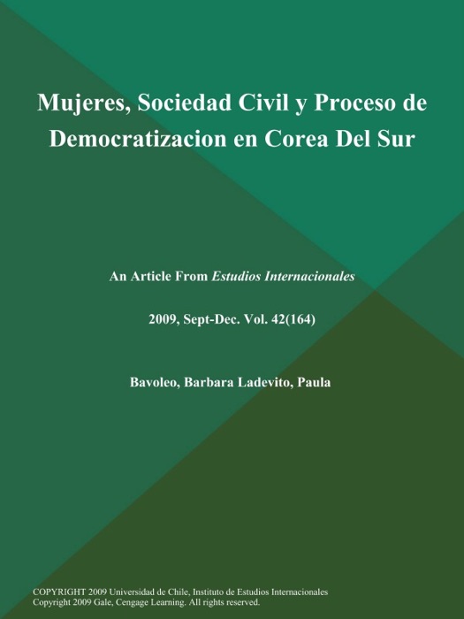 Mujeres, Sociedad Civil y Proceso de Democratizacion en Corea Del Sur