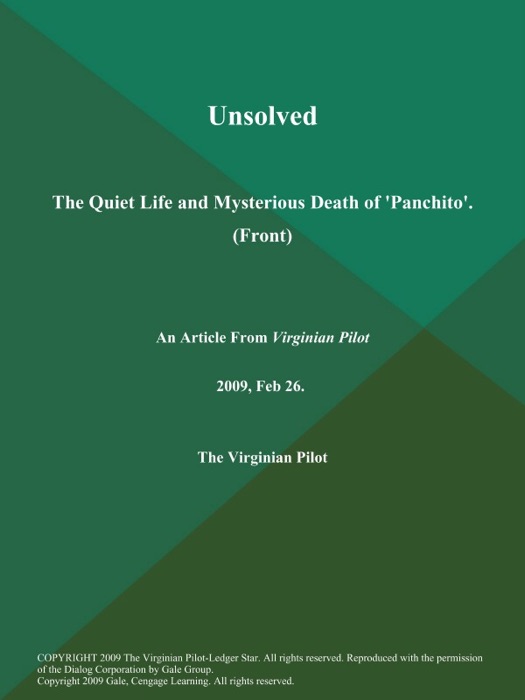 Unsolved: The Quiet Life and Mysterious Death of 'Panchito' (Front)