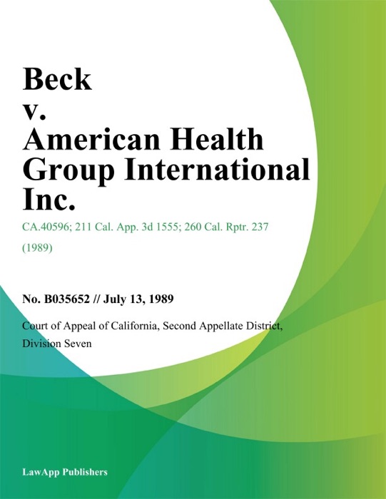 Beck V. American Health Group International Inc.