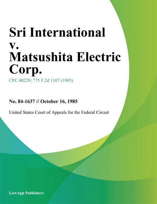 Sri International V. Matsushita Electric Corp.