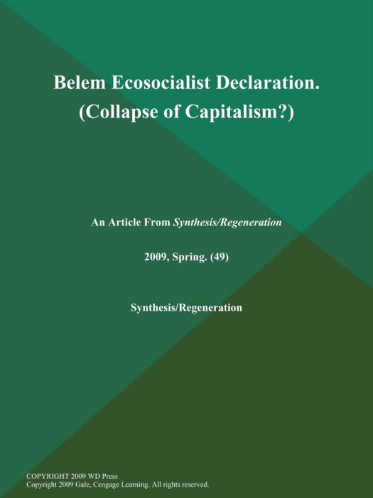 Belem Ecosocialist Declaration (Collapse of Capitalism?)