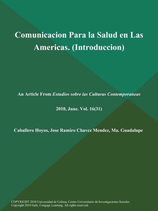 Comunicacion Para la Salud en Las Americas (Introduccion)