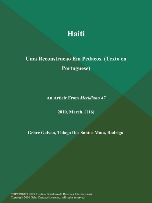 Haiti: Uma Reconstrucao Em Pedacos (Texto en Portuguese)