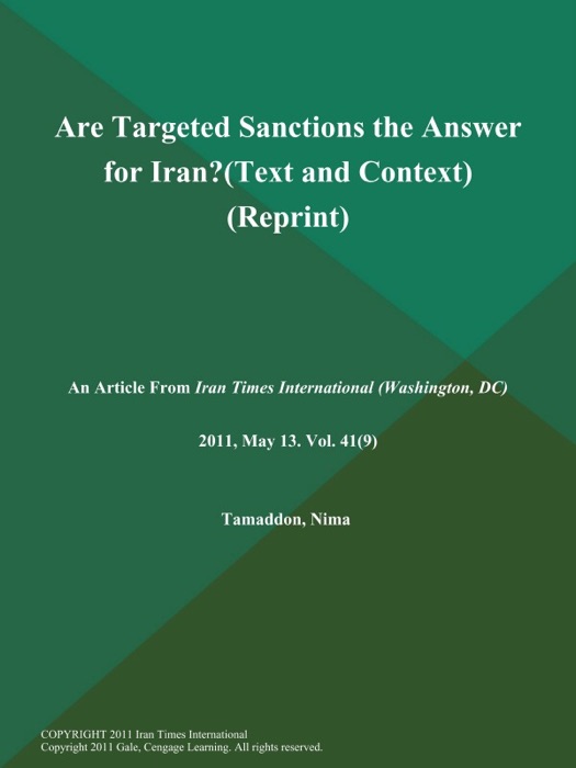 Are Targeted Sanctions the Answer for Iran? (Text and Context) (Reprint)