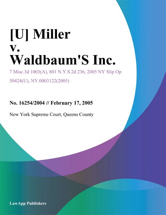 Miller v. Waldbaums Inc.