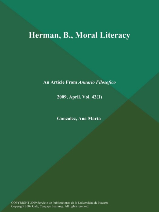 Herman, B., Moral Literacy