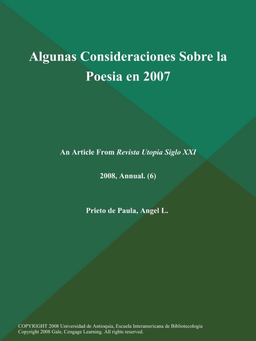 Ensayo y Literatura de Pensamiento en Espana. 2007