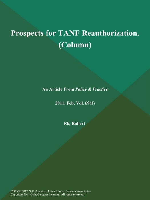 Prospects for TANF Reauthorization (Column)