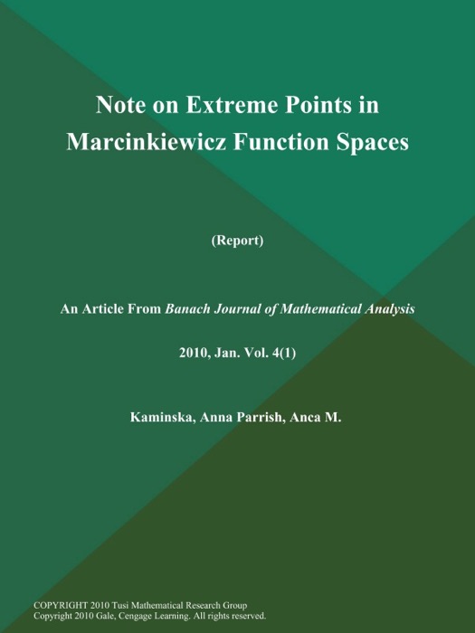 Note on Extreme Points in Marcinkiewicz Function Spaces (Report)
