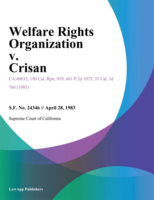 Welfare Rights Organization V. Crisan