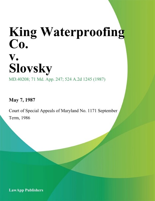 King Waterproofing Co. v. Slovsky