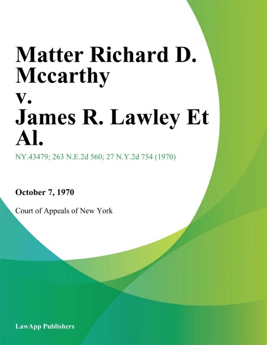 Matter Richard D. Mccarthy v. James R. Lawley Et Al.