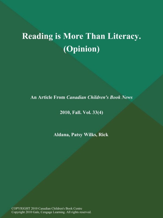 Reading is More Than Literacy (Opinion)