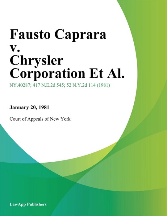 Fausto Caprara v. Chrysler Corporation Et Al.