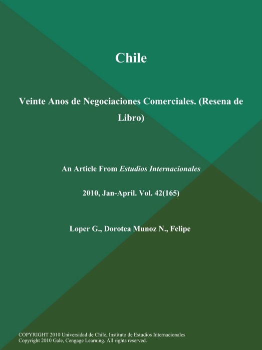 Chile: Veinte Anos de Negociaciones Comerciales (Resena de Libro)