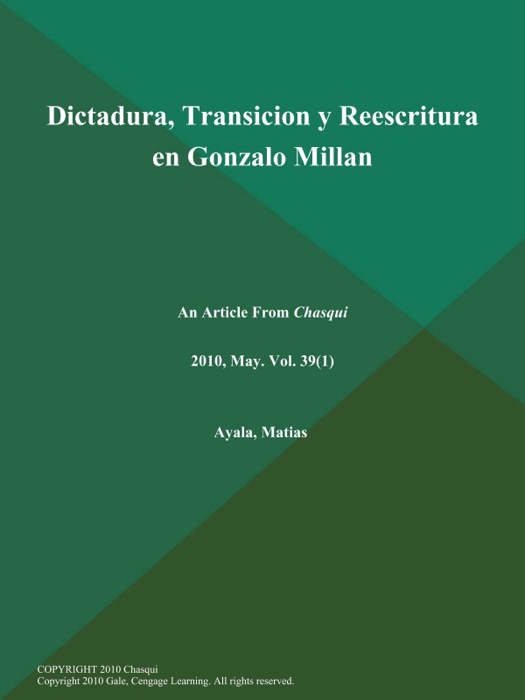 Dictadura, Transicion y Reescritura en Gonzalo Millan