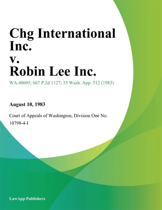 Chg International Inc. v. Robin Lee Inc.