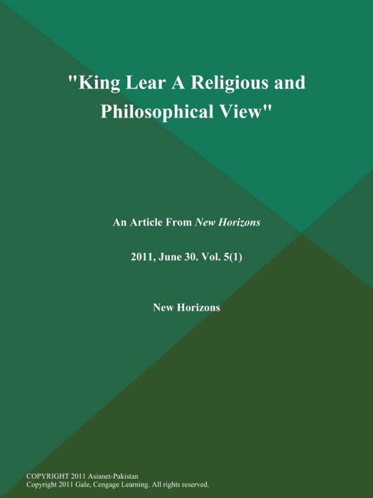 King Lear: A Religious and Philosophical View