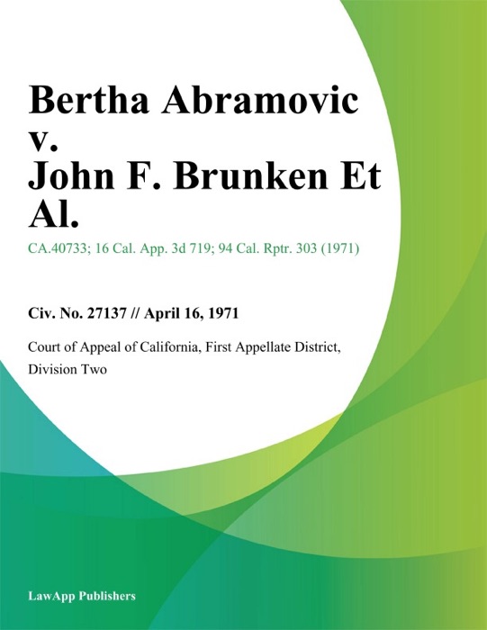 Bertha Abramovic v. John F. Brunken Et Al.