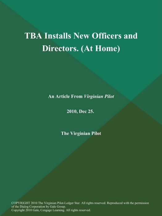 TBA Installs New Officers and Directors (At Home)