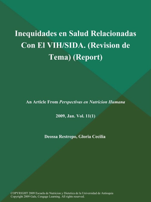 Inequidades en Salud Relacionadas Con El VIH/SIDA (Revision de Tema) (Report)