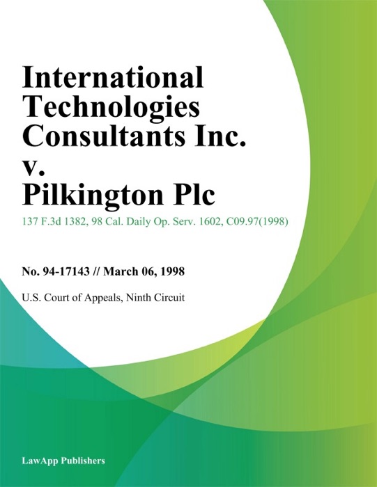 International Technologies Consultants Inc. v. Pilkington Plc