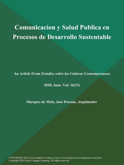 Comunicacion y Salud Publica en Procesos de Desarrollo Sustentable