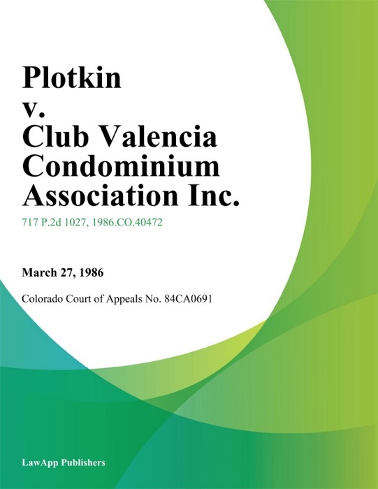 Plotkin v. Club Valencia Condominium Association Inc.
