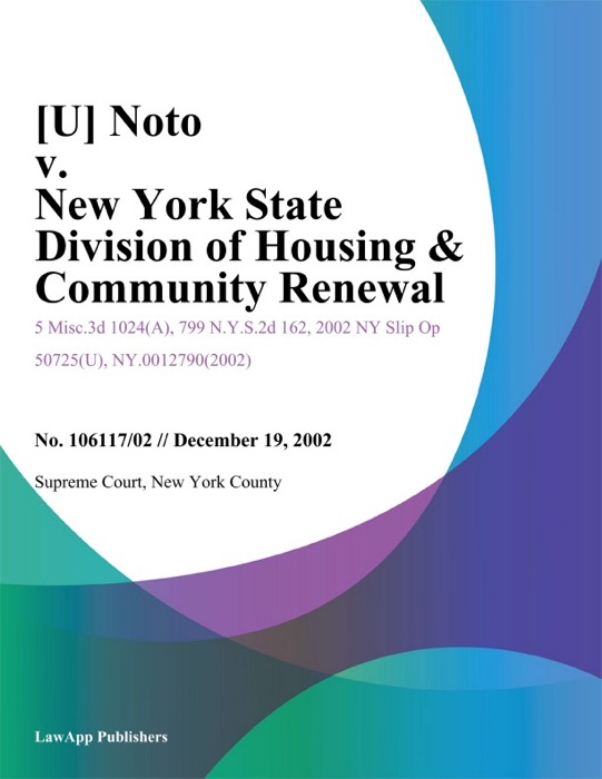 Noto v. New York State Division of Housing & Community Renewal