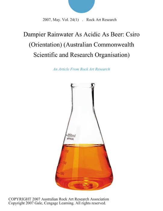 Dampier Rainwater As Acidic As Beer: Csiro (Orientation) (Australian Commonwealth Scientific and Research Organisation)