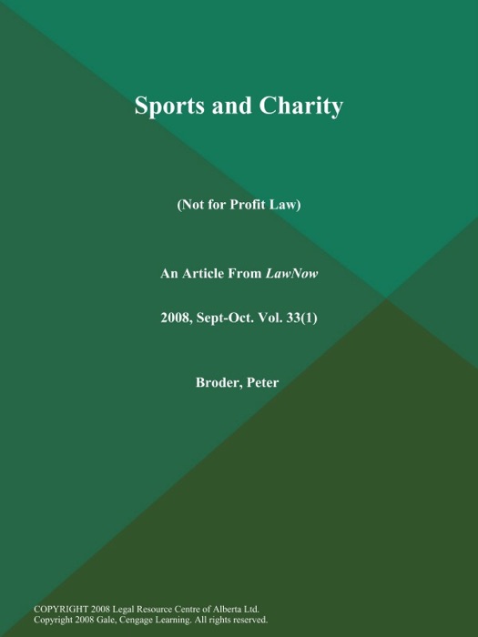 Sports and Charity (Not for Profit Law)