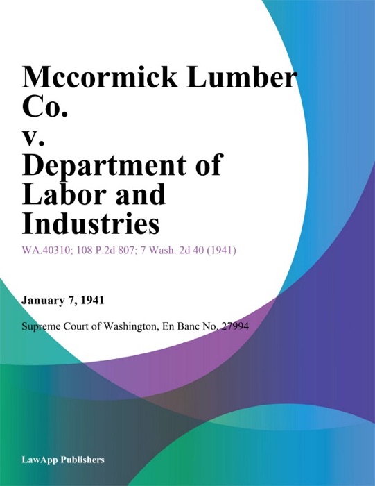 Mccormick Lumber Co. v. Department of Labor and Industries