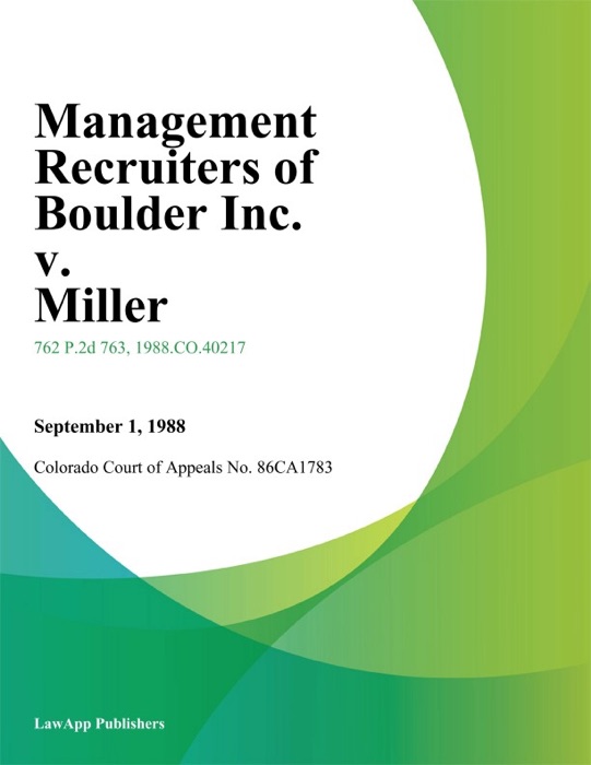 Management Recruiters of Boulder Inc. v. Miller